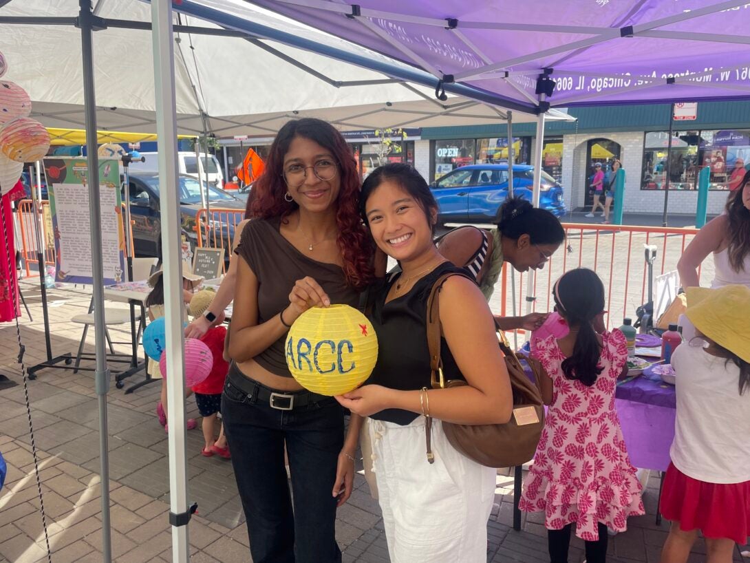 Mid-Autumn Festival's Lantern panting station with AARCC spelled on it